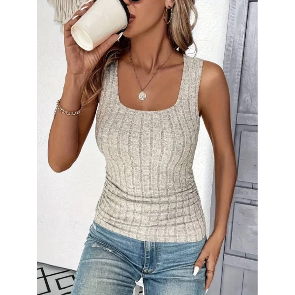 Kadın Kare Yaka Etek Ucu Büzgülü Kalın Askılı Kaşkorse Bluz