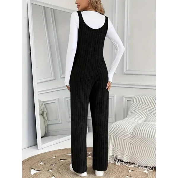 Kadın Kare Yaka Kalın Askılı Bol Paça Kaşkorse Tulum