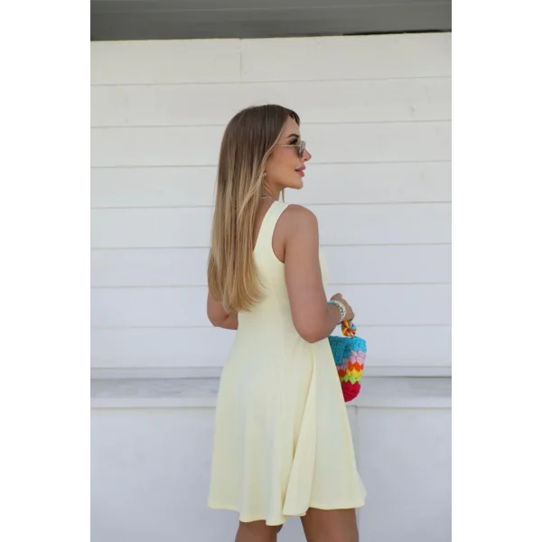 Kadın Kare Yaka Mini Elbise