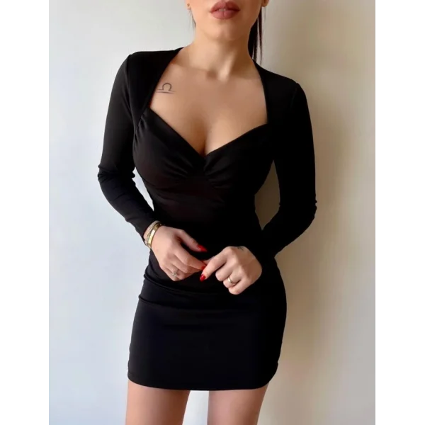 Kadın Kare Yaka Mini Elbise