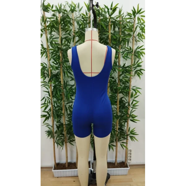 Kadın Kare Yaka Sırt Dekolte Detay Dalgıç Bodycon Mini Tulum