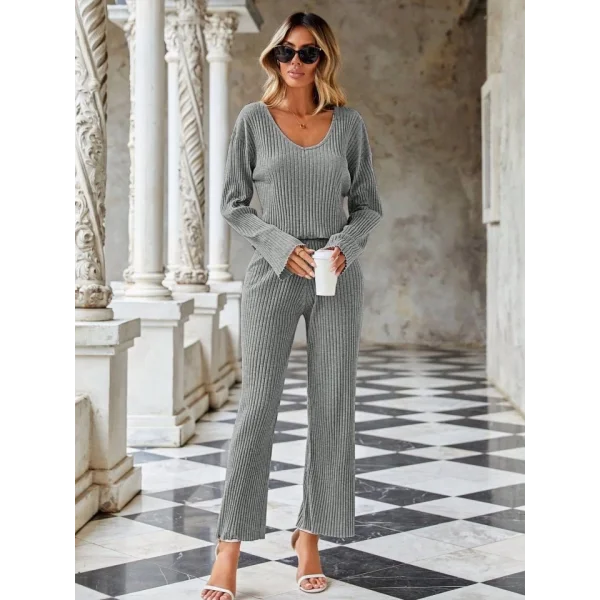 Kadın Kaşkorse Kumaş V Yaka Ikili Takım