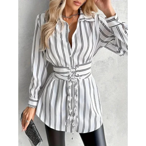 Kadın Kemer Detaylı Pamuk Polyester Gömlek Elbise