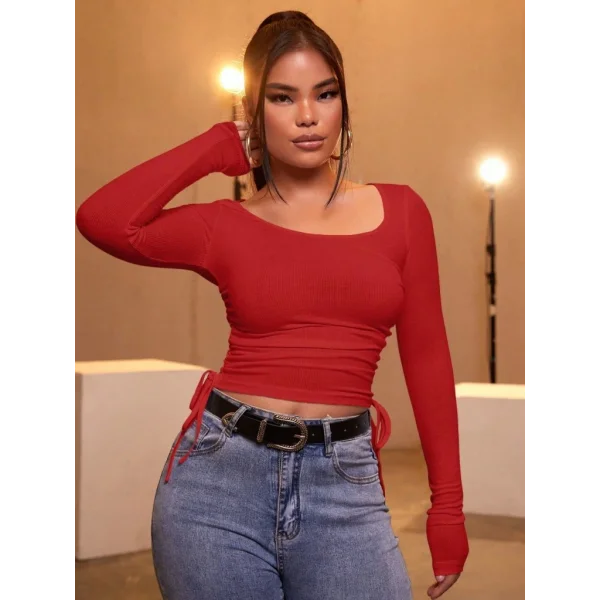 Kadın Kırmızı Kaşkorse Kumaş Bluz