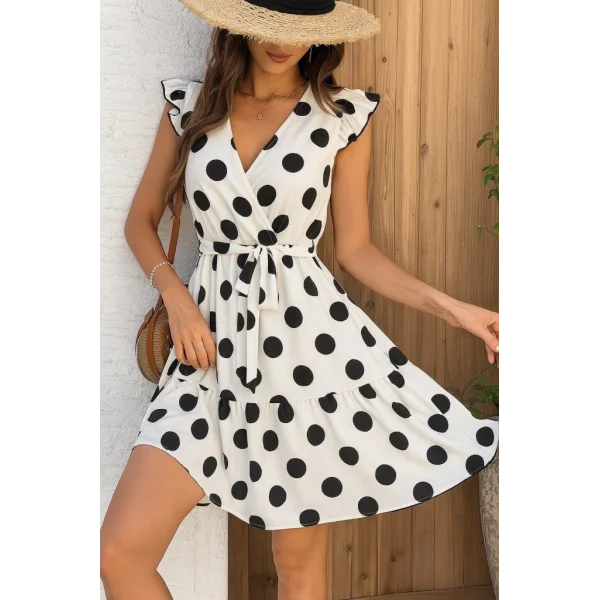 Kadın Kısa Kelebek Kollu Kruvaze Yakalı Süprem Elbise