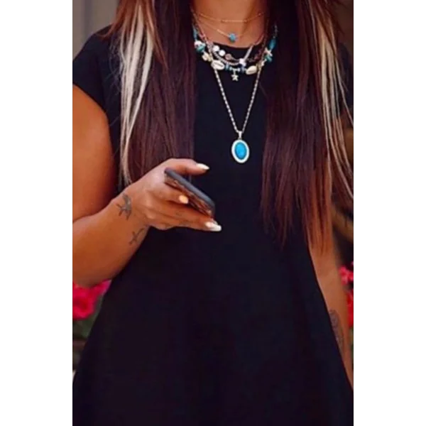 Kadın Kısa Kollu Asimetrik Viskon Kumaş Bluz