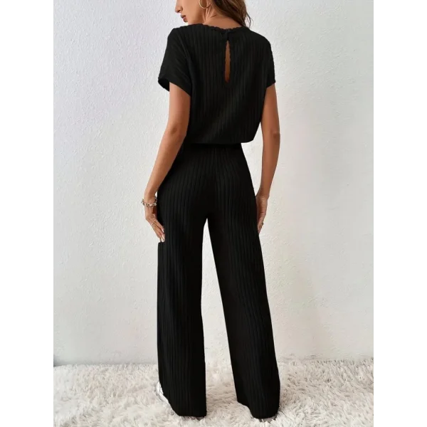 Kadın Kısa Kollu Beli Lastikli Kalın Fitilli Kaşkorse Salaş Tulum