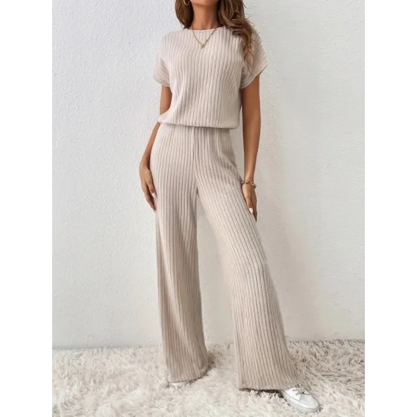 Kadın Kısa Kollu Beli Lastikli Kalın Fitilli Kaşkorse Salaş Tulum