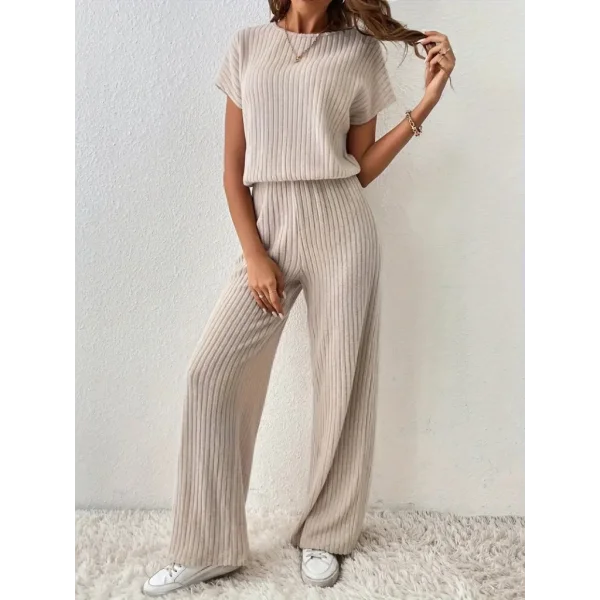 Kadın Kısa Kollu Beli Lastikli Kalın Fitilli Kaşkorse Salaş Tulum