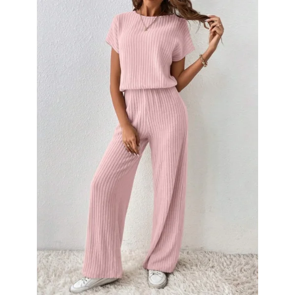 Kadın Kısa Kollu Beli Lastikli Kalın Fitilli Kaşkorse Salaş Tulum