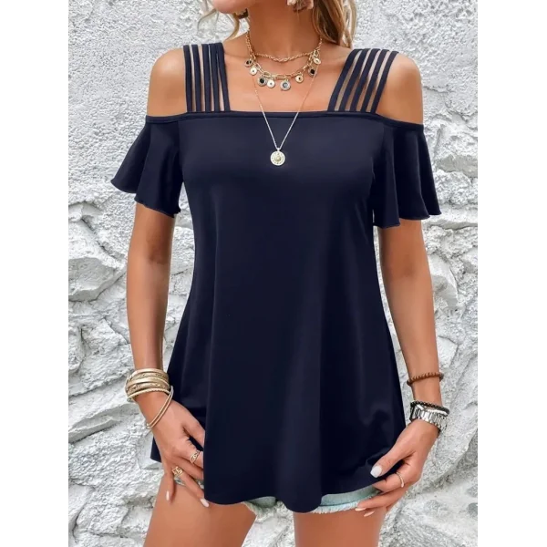 Kadın Kısa Kollu Beş Askılı Viskon Bluz