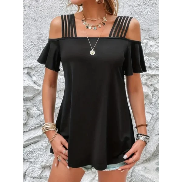 Kadın Kısa Kollu Beş Askılı Viskon Bluz