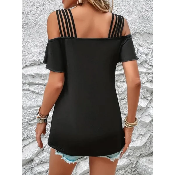 Kadın Kısa Kollu Beş Askılı Viskon Bluz