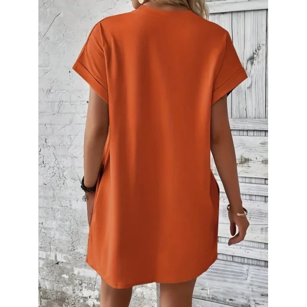 Kadın Kısa Kollu Bisiklet Yaka Cepli Kelebek Baskılı Viskon Elbise