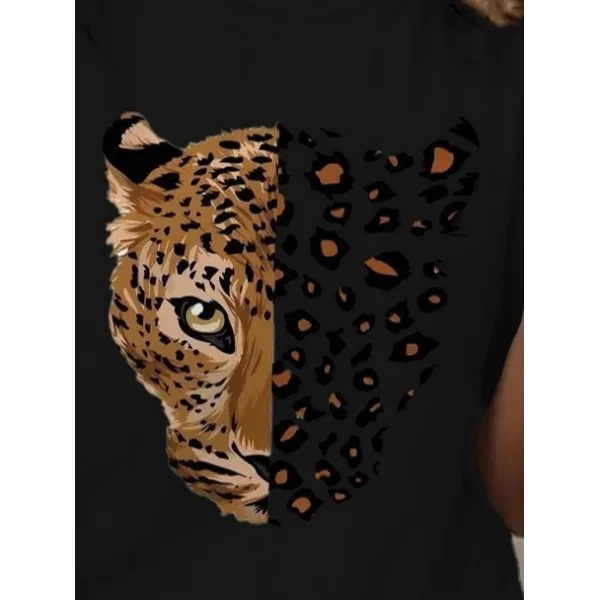 Kadın Kısa Kollu Bisiklet Yaka Desenli Viskon Bluz