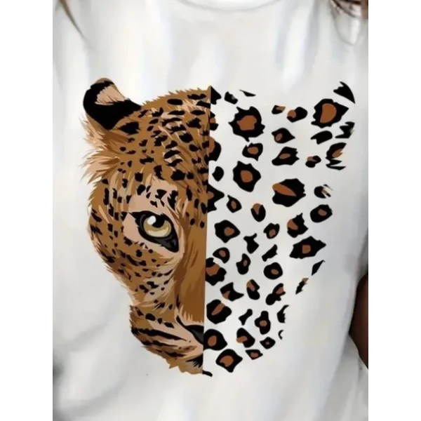 Kadın Kısa Kollu Bisiklet Yaka Desenli Viskon Bluz