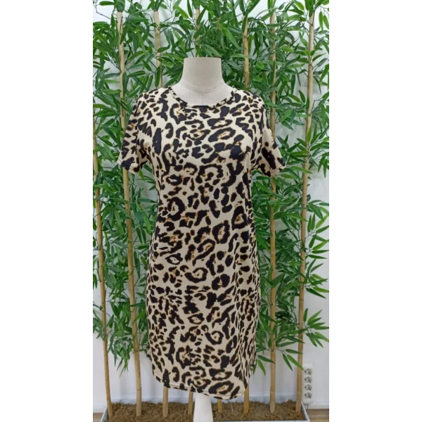 Kadın Kısa Kollu Bisiklet Yaka Dijital Baskılı Süprem Elbise