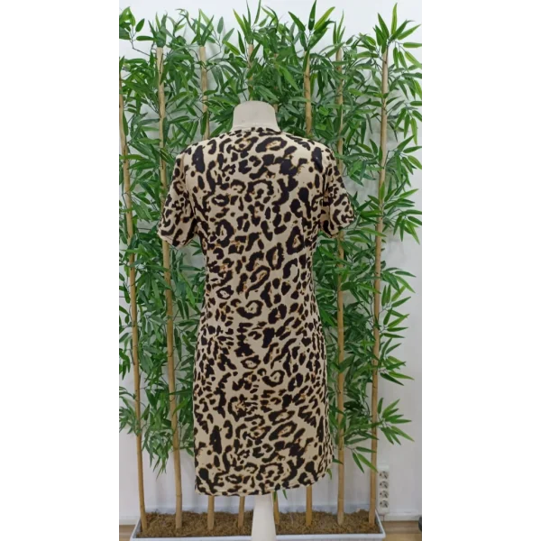 Kadın Kısa Kollu Bisiklet Yaka Dijital Baskılı Süprem Elbise