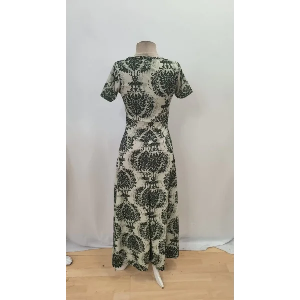 Kadın Kısa Kollu Bisiklet Yaka Puantiyeli Maksi örme Krep Elbise