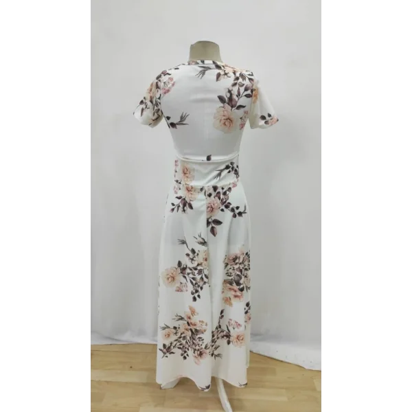 Kadın Kısa Kollu Bisiklet Yaka Puantiyeli Maksi örme Krep Elbise