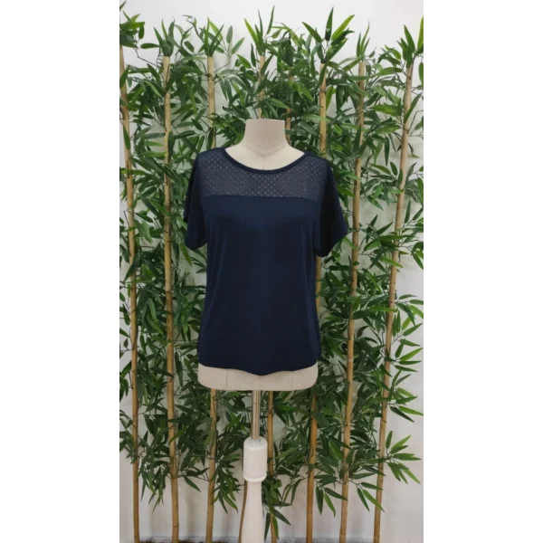 Kadın Kısa Kollu Bisiklet Yaka Salaş Viskon Bluz