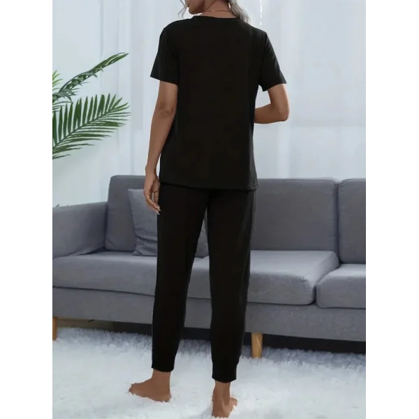 Kadın Kısa Kollu Bisiklet Yaka Viskon Ikili Takım