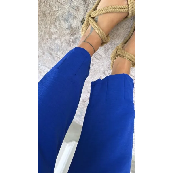 Kadın Kısa Kollu Bluz Ve Bileği Pens Detay Pantolon Ikili Takım