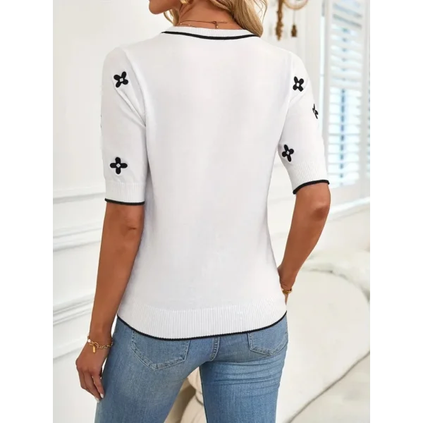 Kadın Kısa Kollu çiçek Desen Bluz