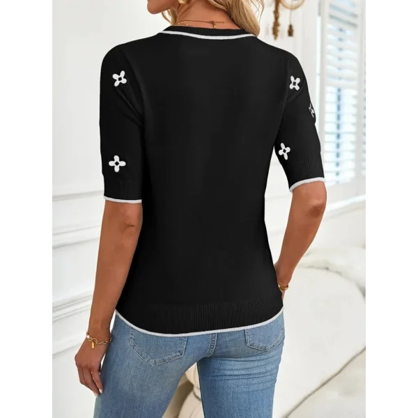 Kadın Kısa Kollu çiçek Desen Bluz