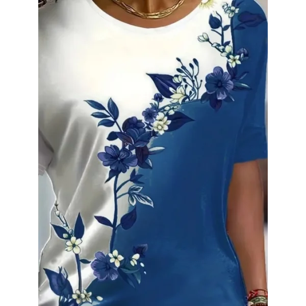 Kadın Kısa Kollu çiçek Desenli Süprem Bluz