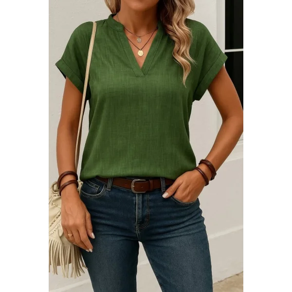 Kadın Kısa Kollu Hakim Yaka Sofya Bluz