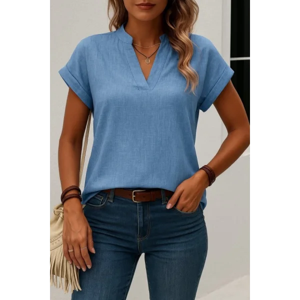 Kadın Kısa Kollu Hakim Yaka Sofya Bluz