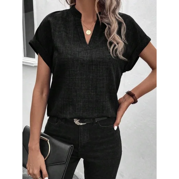 Kadın Kısa Kollu Hakim Yaka Sofya Bluz