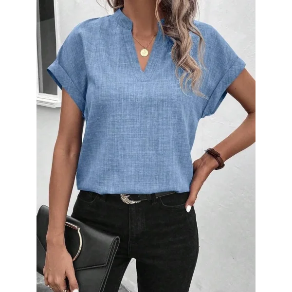 Kadın Kısa Kollu Hakim Yaka Sofya Bluz