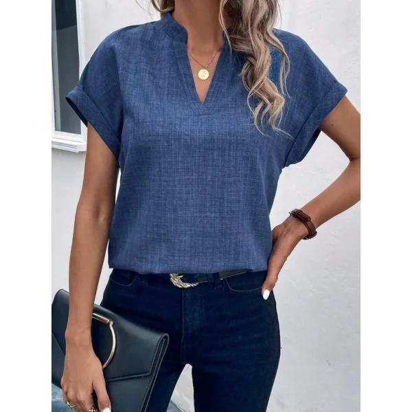 Kadın Kısa Kollu Hakim Yaka Sofya Bluz