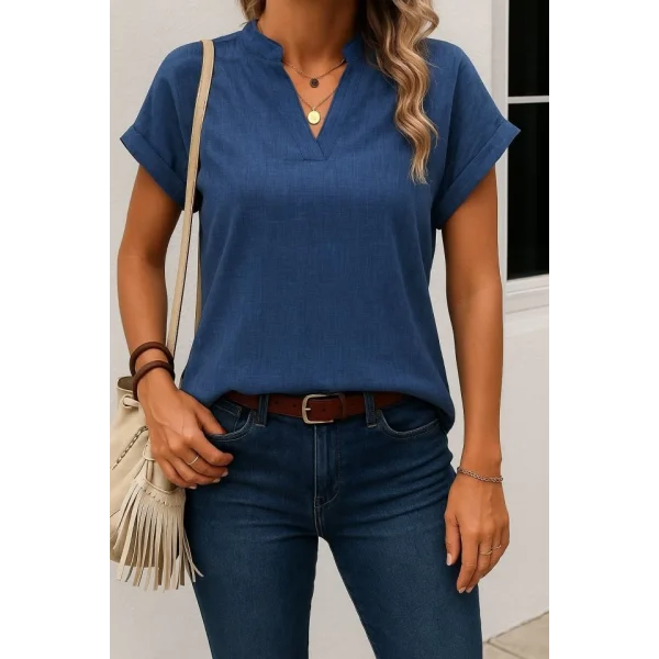 Kadın Kısa Kollu Hakim Yaka Sofya Bluz