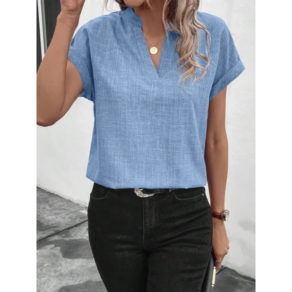 Kadın Kısa Kollu Hakim Yaka Sofya Bluz