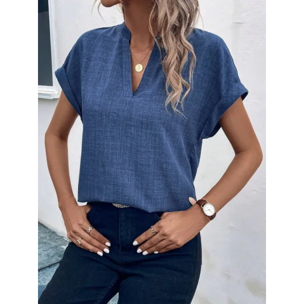 Kadın Kısa Kollu Hakim Yaka Sofya Bluz