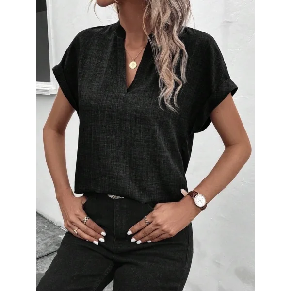 Kadın Kısa Kollu Hakim Yaka Sofya Bluz