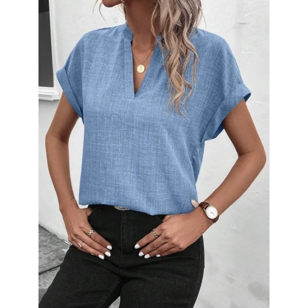 Kadın Kısa Kollu Hakim Yaka Sofya Bluz