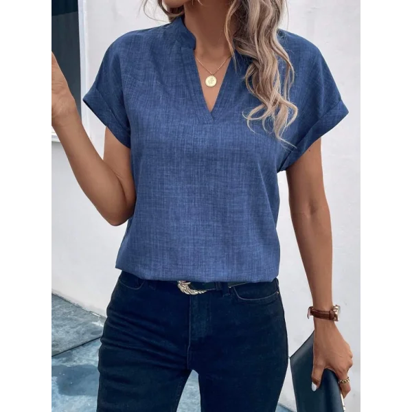 Kadın Kısa Kollu Hakim Yaka Sofya Bluz