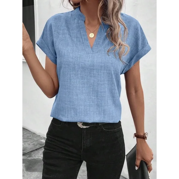 Kadın Kısa Kollu Hakim Yaka Sofya Bluz