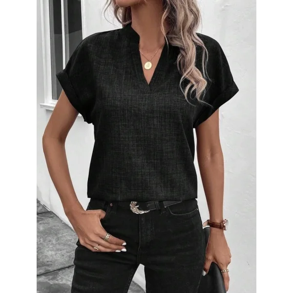 Kadın Kısa Kollu Hakim Yaka Sofya Bluz