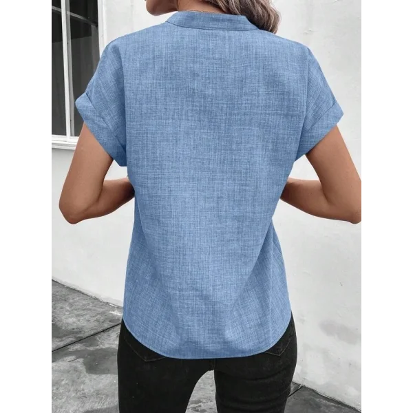 Kadın Kısa Kollu Hakim Yaka Sofya Bluz