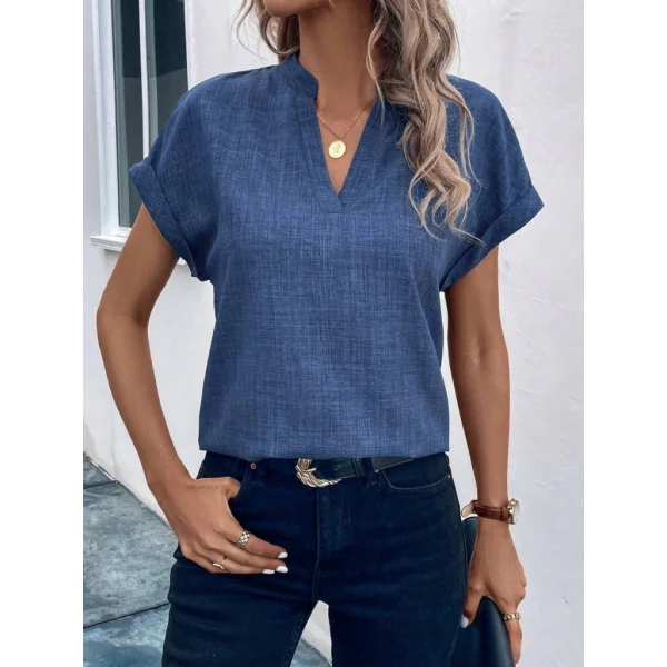 Kadın Kısa Kollu Hakim Yaka Sofya Bluz