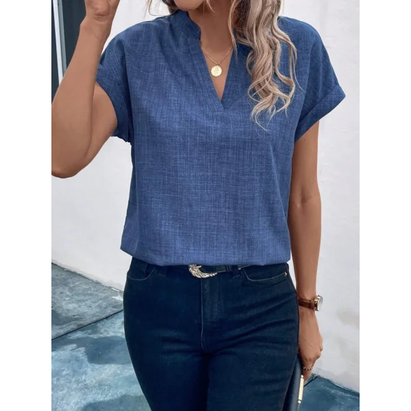 Kadın Kısa Kollu Hakim Yaka Sofya Bluz