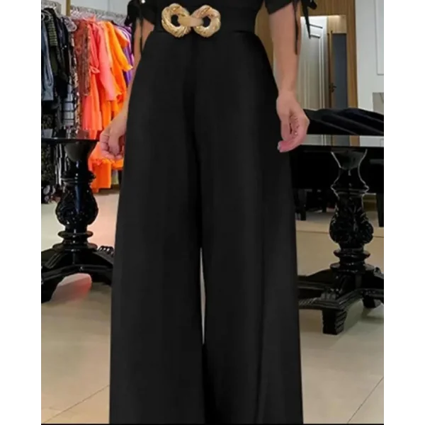 Kadın Kısa Kollu Inci Detay Kemer Dahil Tulum