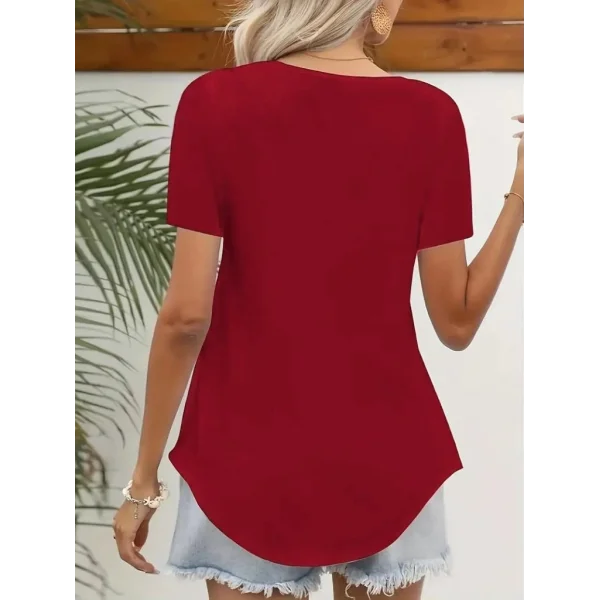 Kadın Kısa Kollu Kare Lazer Yakalı Janjan Krep Bluz