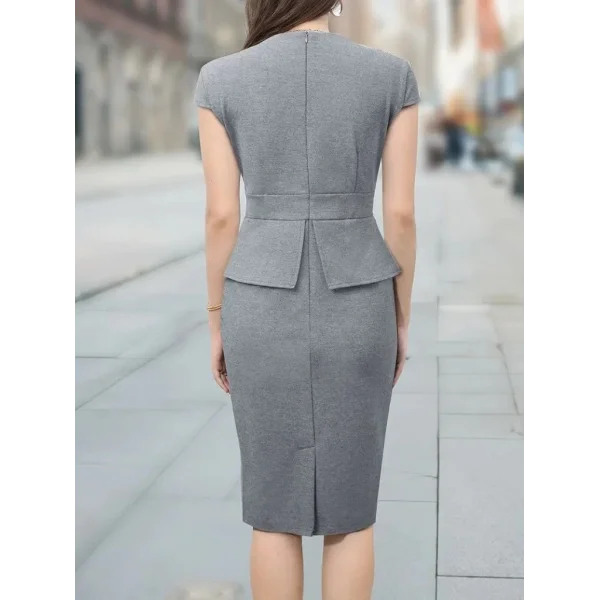 Kadın Kısa Kollu Kare Yakalı Ithal Krep Elbise