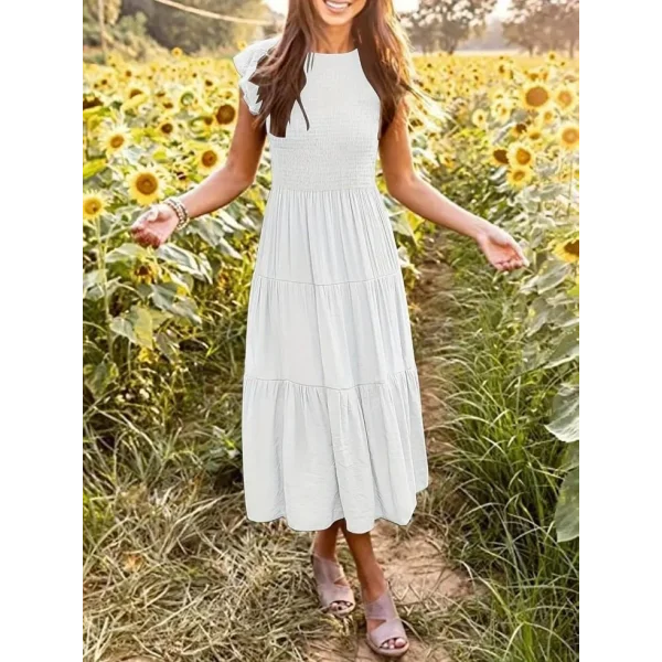 Kadın Kısa Kollu Kolları Volanlı Gipeli Aerobin Elbise